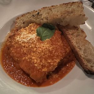 Lasagna alla Mama with House Baked Focaccia (Bellona size)  at Bellona Kitchen and Bar  in Toronto
