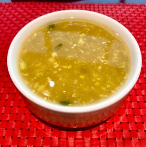 Sweetcorn soup  at Red Diamond in Dubai