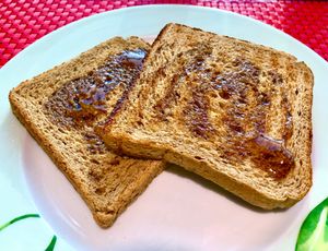 Toast with maple syrup  at Red Diamond in Dubai
