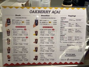 Menu   at Oakberry in Seoul