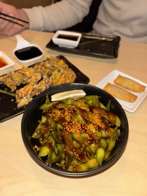 Edamame Bonner
m. chili sauce. Not too spicy, just perfect   at Aji Sushi in Roskilde