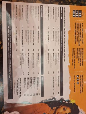 Menu at Tuk Tuk - Southside in Edinburgh