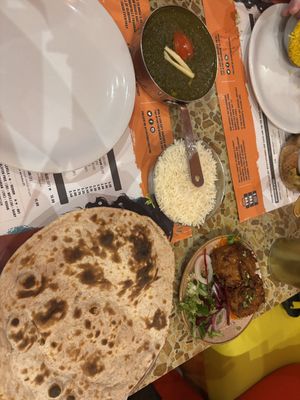 Saag tofu, steamed rice, tandoori roti and beetroot bhaji  at Tuk Tuk - Southside in Edinburgh