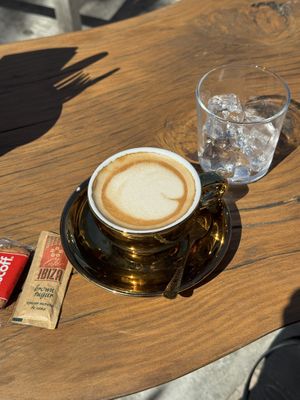 Coffee with oat milk   at Golden Buddha in Ibiza