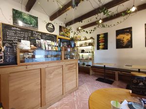 In the picture you can see a part the daily menu on the left side. at Jangala: Cacao y Selva  in San Cristobal De Las Casas