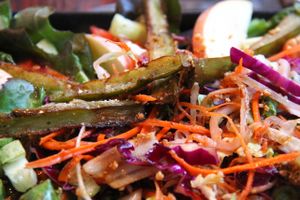 Wonderful Kunda salad with fried eggplant! at Kunda Vegan Vegetarian - Koh Lanta in Koh Lanta