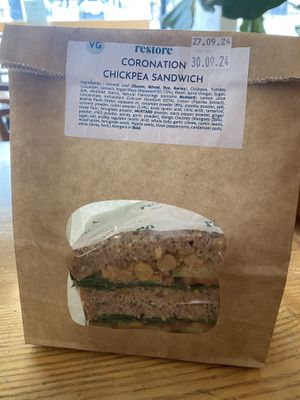 Coronation Chickpea Sandwich  at Restore - Bishopston in Bristol