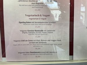 Menu  at Hofbräu in Bamberg