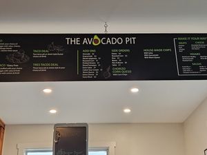 Lots.of vegan options. Note, lard in beans. at The Avocado Pit in Stowe