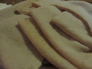 Injera, the traditional Eritrean bread served with any main dish at Almaz in Saarbrucken
