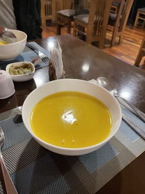 Pumpkin soup starter  at Sabor Cochabambino in Potosi