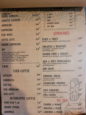 Menu at Barista&Chef in Baku