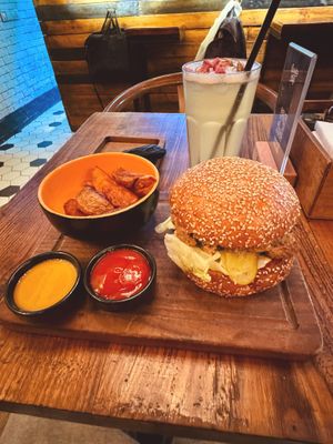 vegan burger made of beans at Barista&Chef in Baku