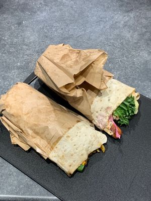 Korean roll and herb-y roll at Sockerparken Streetfood Tunnbrödsrulle in Visby