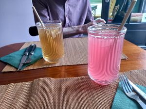 Delicious, freshly-made drinks. Different every visit! at Vegan Chouke in Brussels
