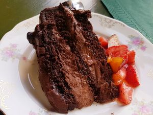 Chocolate cake at Vegan Chouke in Brussels