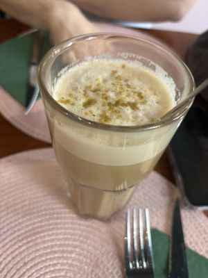 Pistachio latte  at Vegan Chouke in Brussels
