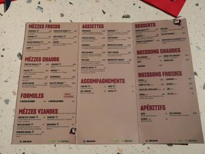 Menu at Le Tarbouche Restaurant in Strasbourg