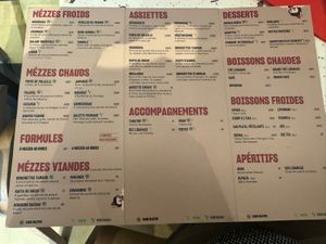 Menu  at Le Tarbouche Restaurant in Strasbourg