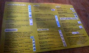 The menu has plenty of options. at Barra 7 in Montevideo
