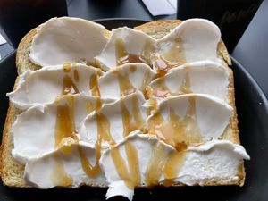 Maple Miso Butterscotch Toast   at Memento Mori Cafe in Portland