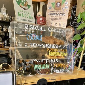 Display case   at Memento Mori Cafe in Portland