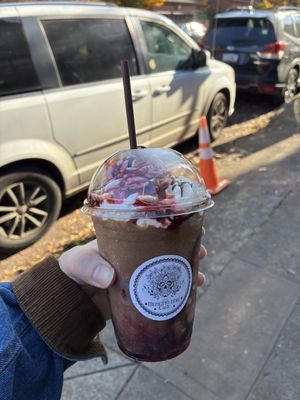 Vegan Jason Voorhees specialty drink❤️  at Memento Mori Cafe in Portland