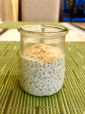 Coconut yogurt with chia seeds  at Mistral  in Dubai