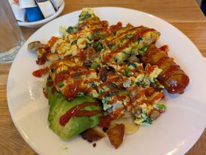 Spicy vegan breakfast at The Broken Yolk Cafe in Las Vegas