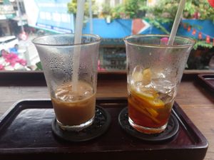 Awesome iced oat cappuccino and amazing Leva C - C at LEVA Coffee in Hanoi