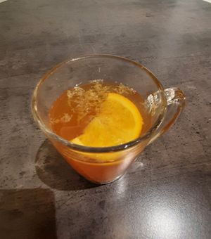 Orange and lemon tea at Agnista Restaurant - Tara Center in Ulaanbaatar