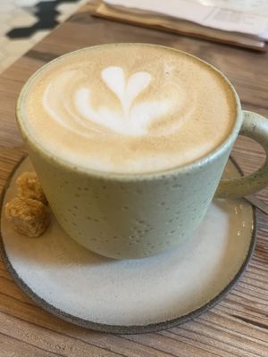 Oat milk cappuccino  at The Green Station in Almaty