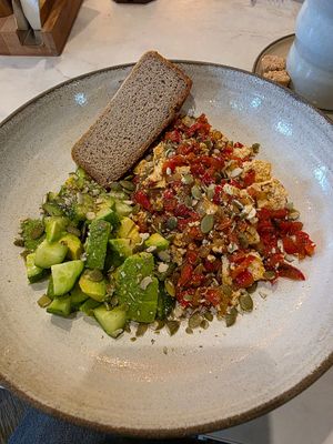 Vegan protein breakfast at The Green Station in Almaty