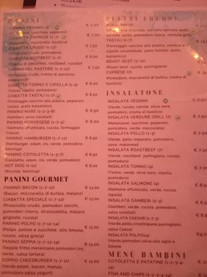 Menue at Nastasj a Mari - Ristobar in Foxi Murdegu