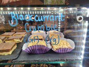 Blackcurrant Crumble at Caffi Bach Y Bocs in Llangefni
