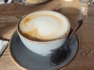 Oat Flat White at Caffi Bach Y Bocs in Llangefni