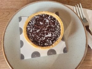 Chocolate Caramel Tart at Caffi Bach Y Bocs in Llangefni
