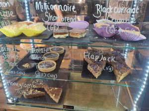 Several vegan cakes at Caffi Bach Y Bocs in Llangefni