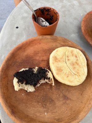Bread and olive tapenade brought out before meal   at NBTAHOUSE in Tangier