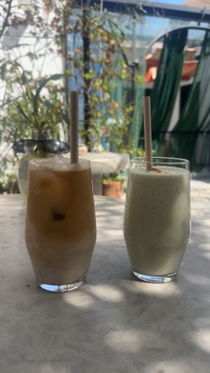 Almonddrink and iced latte   at NBTAHOUSE in Tangier