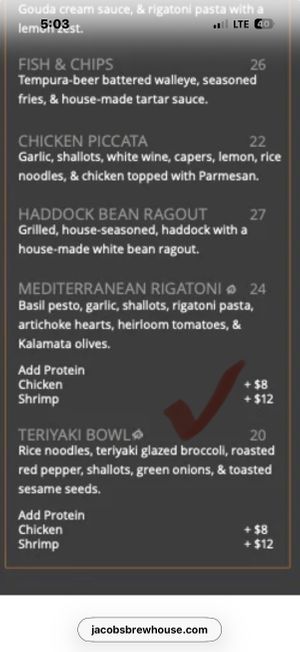 Menu   at Jacobs Brewhouse Restaurant in Deadwood