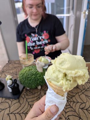 Lemon and basil ice cream at Colin's in Chepstow
