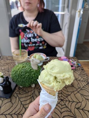 Lemon and basil ice cream at Colin's in Chepstow