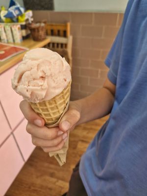 Candy floss ice cream at Colin's in Chepstow