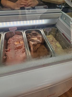 Strawberry, chocolate,  cherry bakewell at Colin's in Chepstow