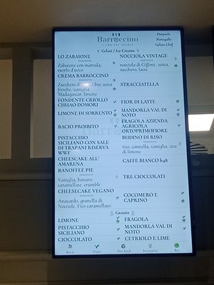 Menu summer 2025 at Gelateria Barroccino San Donato in Florence