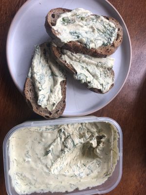 Cashew cream w fresh dill  at Lovely Vegan Homestay in Newstead