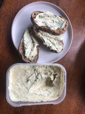 Cashew cream w fresh dill on rye sourdough  at Lovely Vegan Homestay in Newstead