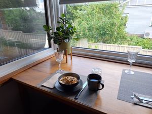 Selection of breakfast choices in room at Lovely Vegan Homestay in Newstead