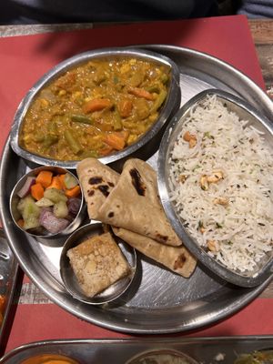  Egan platter, great curry  at Shree Indian Vegetarian Restaurant  in Haarlem